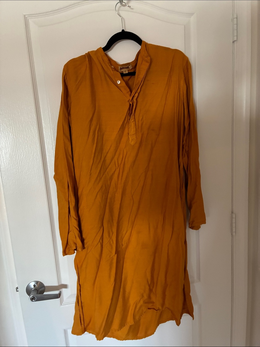 fabindia Men's Long-Sleeve Kurta in Mustard